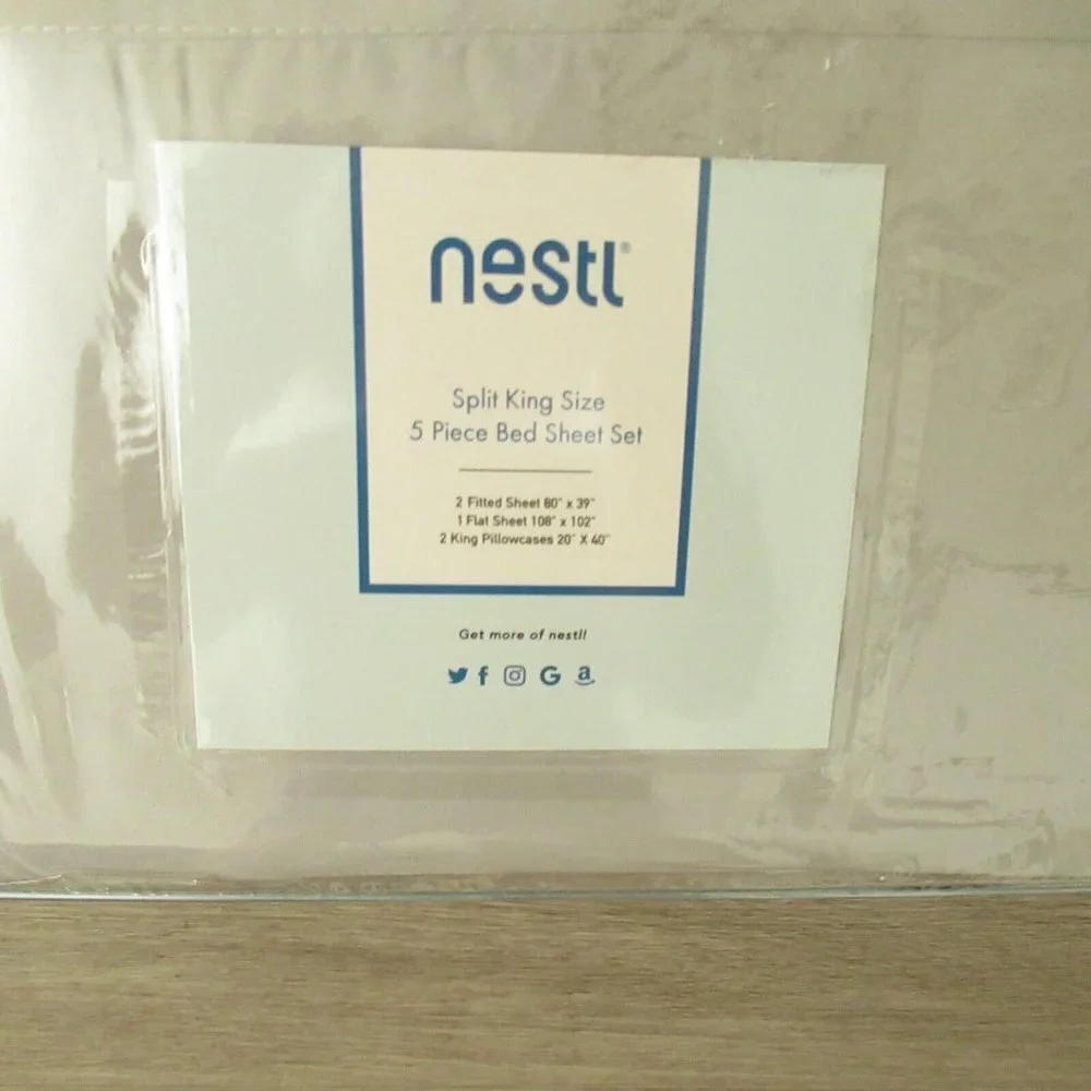 New Nestl Sheet Set Split King Silver Gray Wrinkle‎ Free Microfiber